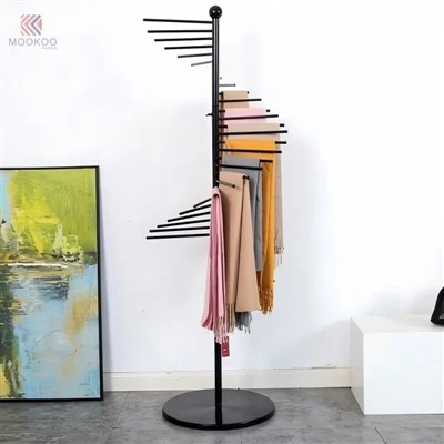 Support d'écharpe en métal poli amovible moderne, Base rotative, organisateur d'écharpe, présentoir pour Boutiques de vêtements de détail