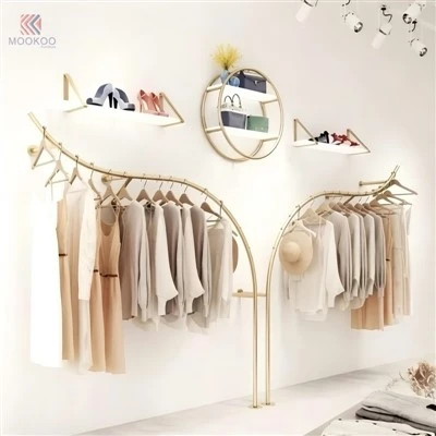MOOKOO – présentoir de vêtements de luxe personnalisé en or, ensemble organisateur de bijoux rotatif, moderne pour le Design mural - monté